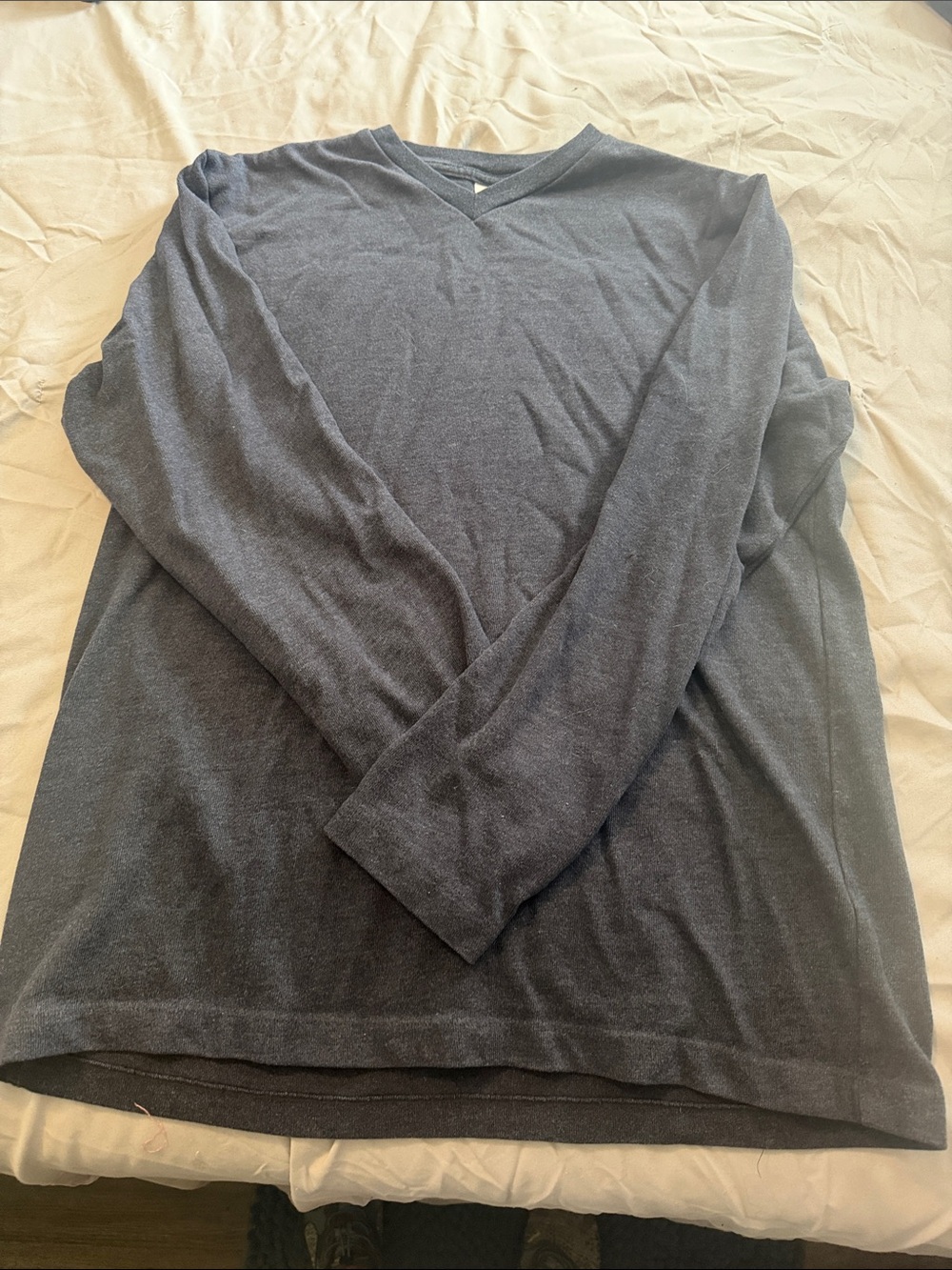 Men's V-Neck Long Sleeve Shirt - Charcoal